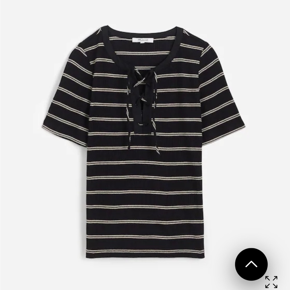 Madewell Ribbed Lace-Up Short-Sleeve Tee S